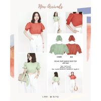 ☄️ ส้มอิฐ ☄️ SLYQ ? PICNIC PUFF SLEEVE CROP TOP