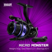 Kingdom Micro Monster 142G รอกม้วนตกปลาหมุนน้ำหนักเบา5.2:1อัตราทดเกียร์800วินาที10 + 1BB คาร์บอนไฟเบอร์สูงสุดลาก3Kg