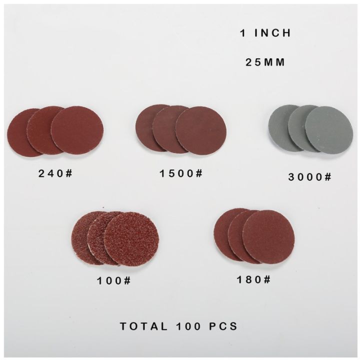 100pcs-1inch-25mm-sanding-discs-pad-100-3000-grit-abrasive-polishing-pad-kit-for-dremel-rotary-tool-sandpapers-accessories