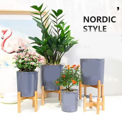 Home Standing Bonsai Holder Plant Stand Indoor Wood Flower Pot Holder Wooden Display Potted Rack Modern Home Living Room Decor