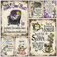 Alice In Wonderland Mad Metal Tin Signs - Perfect For Girls Bedroom Wall Aesthetics Decoration And Cafe Coffee Shop Plaques โปสเตอร์วินเทจ