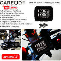 CAREUD M3K-TH Wireless Motorcycle TPMS LCD แสดงระบบตรวจสอบแรงดันลมยางรถจักรยานยนต์พร้อมเซ็นเซอร์ภายใน 2 ตัวสำหรับ KTM Yamaha Kawasaki Honda Suzuki