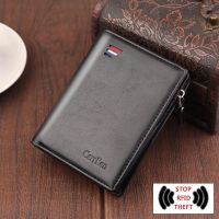 New Leather RFID Men Wallets High Quality Zipper Short Desigh Card Holder Male Purse Vintage Coin Holder Men Wallets