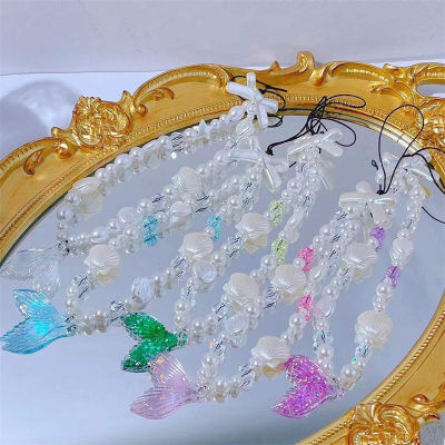 Cute Phone Necklace Anti-lost Cell Phone Accessory Resin Phone Chain Mermaid Tail Phone Strap Colorful Glitter Phone Lanyard