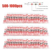 100/500/1000PCS Waterproof Solder Seal Sleeve Splice Terminals Copper Heat Shrink Electrical Wire Butt Connectors AWG22-18 Red Electrical Circuitry Pa