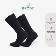 Tất nam cổ cao BRODY Đen Tinh Gọn cotton combed dệt kim Thời trang nam