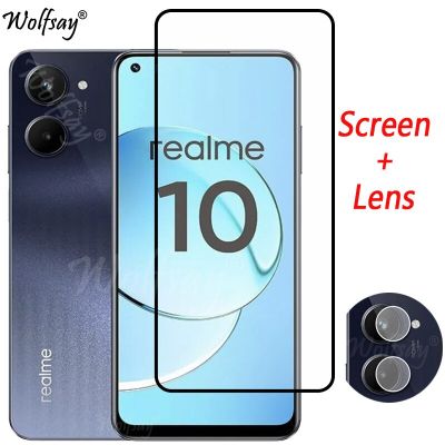 Full Cover Tempered Glass For Realme 10 4G Screen Protector For Realme 10 7 8i 9i 9 Pro Plus Camera Glass For Realme 10 4G Glass Electrical Connectors