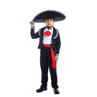 Traditional Mexican Mariachi Amigo Cosplay Costume Dancer Children Boys Suit Festival Carnival Party Fancy Dress for Performance