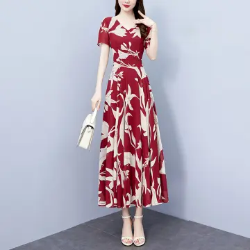 Vintage Dress for Women Plus Size Short Sleeve Floral Prom Swing