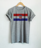 เสื้อยืดลาย ธงชาติโครเอเชีย ประเทศ โครเอเชีย Croatia Flag เสื้อยืดสกรีน คอกลม แขนสั้น