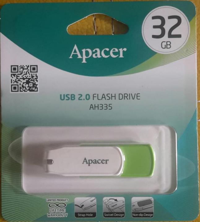 FLASH DRIVE (แฟลชไดร์ฟ) APACER 32 GB USB 2.0 [AH335] (GREEN/WHITE)
