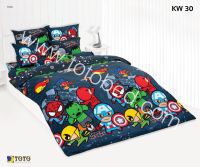 TOTO ผ้าปูที่นอนโตโต้ DISNEY ลายการ์ตูนลิขสิทธิ์ ขนาด 3.5 5 6 ฟุต มาร์เวล คาวาอิ MARVEL KAWAII รหัสสินค้า KW30 สีเทาเข้ม เฉพาะชุดผ้าปูไม่รวมผ้านวม