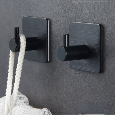 2PCS Punch-free Self Adhesive Wall Coat Rack Towel Hooks Clothes Rack Hanging Hooks Key Holder Rack Bathroom Accessories