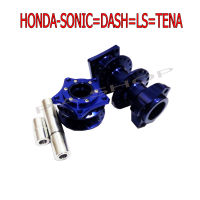 ดุมย่อแต่งงาน CNC 2ชั้น แท้ BOUSHI ดิสหน้า 5 รู +ดิสหลัง สำหรับ HONDA-SONIC=DASH=LS=TENAW100=125=110i=DREAM SUPERCUP สีน้ำเงิน งานสุดเทพ