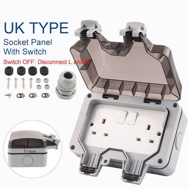 IP66 Weatherproof Waterproof Outdoor Wall Double Power Socket 13A UK