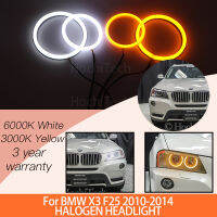 1เซ็ตสีขาวสีเหลืองผ้าฝ้ายแสงแองเจิลตารัศมีแหวนชุดสำหรับ BMW X3 F25 2010 2011 2012 2013 2014ฮาโลเจนไฟหน้า