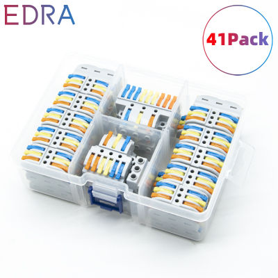 41Pcs Mixed Boxed Fast Wire Connector Mini Quick Home Wiring Connectors Mini Fast Electrical Terminal Block 0.08-4mm228-12 AWG