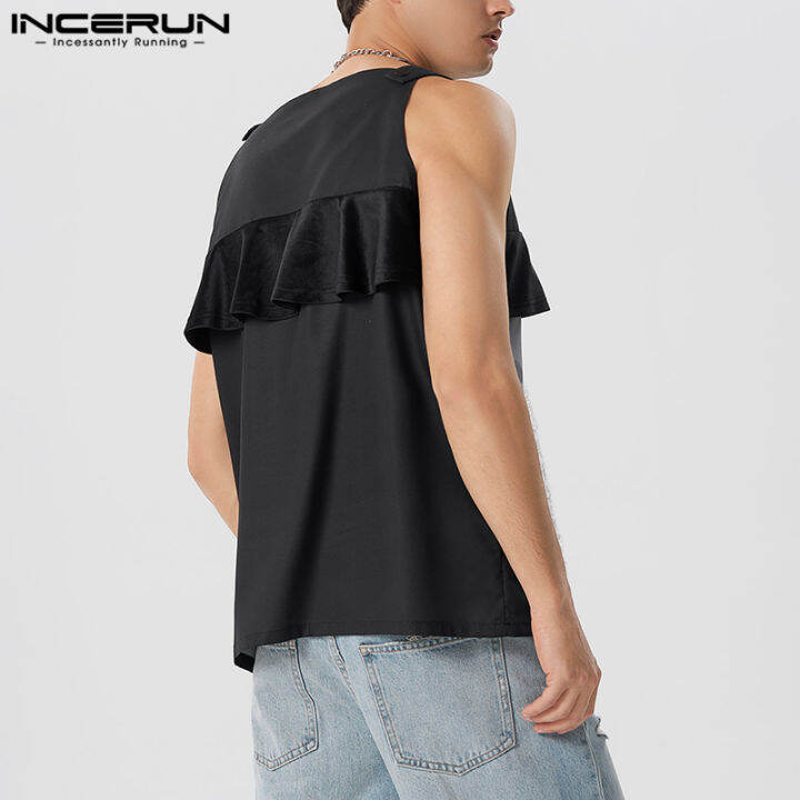 incerun-เสื้อยืดแนวพังก์สำหรับผู้ชายเสื้อยืดแขนกุดสไตล์ฮิปฮอปพิมพ์ลาย-สไตล์ตะวันตก