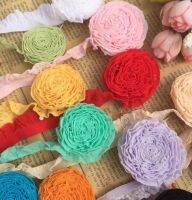 [HOT!] Wholesale 8 Meters Ruffle Elastic Lace trim Colored Pink White Blue Stretchy Lace Fabric Ribbon 15mm Width