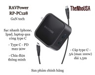 Củ sạc nhanh RAVPower 90w - 2 cổng type C GaN tech RP-PC128 BH 12T thumbnail