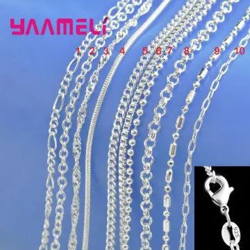 Amazon.com: Sterling Silver Light Cable Chain 1.2mm Solid 925 Rolo Link  Wide Valentine's Day Love Heart Clasp Necklace 14
