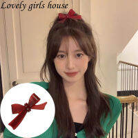 【♡Lovely girls house♡】ที่สวยงามสีแดงโบว์กิ๊บติดผมสำหรับผู้หญิงที่เรียบง่ายน่ารักหญิงผมหางม้าอุปกรณ์เสริมผม