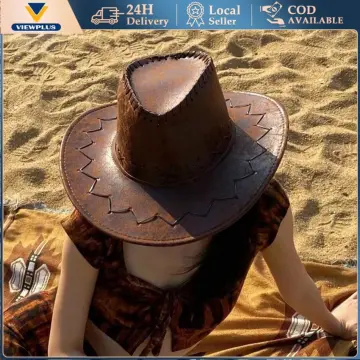 Suede Western Cowboy Hat Sun Block Visor Hat Straw Hat Large Brim Hats for  Men and Women