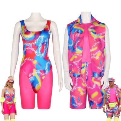 2023 Movie Barbie Ken Cosplay Costume Sand Party Swimwear Jumpsuits Beachwear For Kid Men Women Halloween Role Play