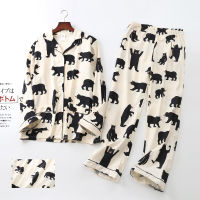 BZEL 2021 New Pajamas Women Kawaii Cartoon Pajamas 100 Brushed Cotton Female Cute Night Suit Long Sleeve Sleepwear Big yard S-L