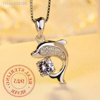 ◈℡ Real 925 Sterling Silver Jewelry Crystal Dolphin Charm Box Chain Pendants Necklaces Choker Necklace For Women Wedding Party Gift