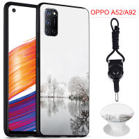 มาใหม่ล่าสุดเคสซิลิโคนนิ่มสำหรับ A52 OPPO/A92เคสโทรศัพท์มีลวดลายและเชือกแบบเดียวกันสำหรับ OPPO ขาตั้งโทรศัพท์