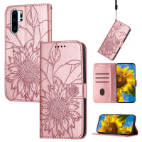 เคสสำหรับ Huawei P20 Pro P30 Pro เคสโทรศัพท์แบบฝาพับหนัง PU สุดหรูแฟชั่นลายดอกทานตะวันดีไซน์กระเป๋าเงินมีช่องเสียบบัตรเคสกันกระแทกฝาหลังป้องกันแบบแม่เหล็ก