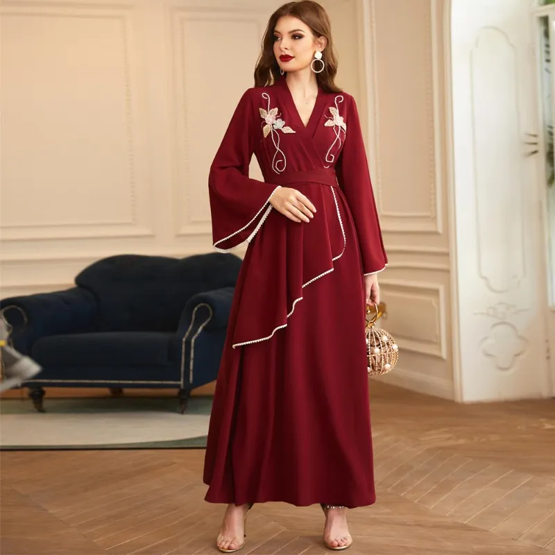 Muslim Long Dress for Women Eid Arab Abaya Femme Party Turkey