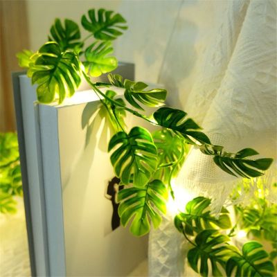 Artificial Plant Leaf Garland Fairy Light Decor LED Copper Wire String Lights for Wedding Forest Table Christmas Home Decoration Fairy Lights