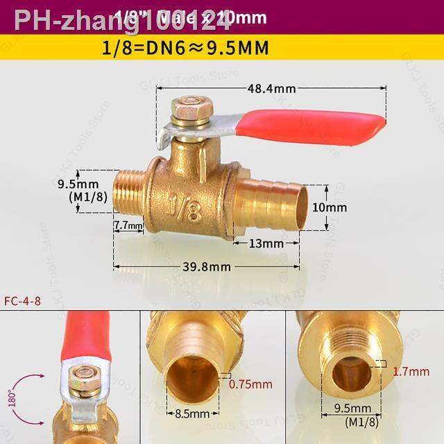 brass-small-ball-valve-8-10-12mm-hose-barb-to-1-8-quot-1-4-quot-3-8-quot-male-thread-water-oil-air-gas-fuel-shutoff-ball-valve-pipe-fittings