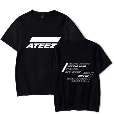 แขนพิมพ์Alimoo Ateez Team Boy &amp; Girl เสื้อยืดผ้าฝ้ายแขนสั้น Plus Size XXS 4XL 370A