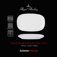 จานเหลี่ยมทรงรีสีขาว P02 (Oval Plate Rectangular) เนื้อพอร์ซเลนเกรดพรีเมี่ยม