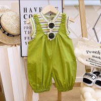 CUTE BABY?พร้อมส่ง?ชุดเซ็ทเด็กผู้หญิง ชุดจั๊มสูทเด็กผู้หญิง งาน2ชิ้นเสื้อกล้าม+จั๊ม (833)