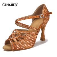 CINMIDY Women Dance Shoes Latin Tango Salsa Rumba Samba Ballroom  Party Non-Slip Sneakers Ladies Wedding Rhinestone High Heels