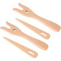2Sets Wood Cord Making Fork Knitting Fork with Eye Needle Portable Braided Knitting Fork for Practice Crafting Supplies
