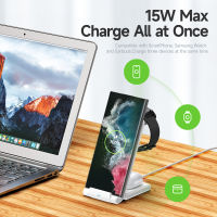 3 In 1 Wireless Charger Stand สำหรับ Samsung S23 S22 S21 S20 Ultra Note Galaxy Watch 5 4 Active Buds 15W Fast แท่นชาร์จ Station