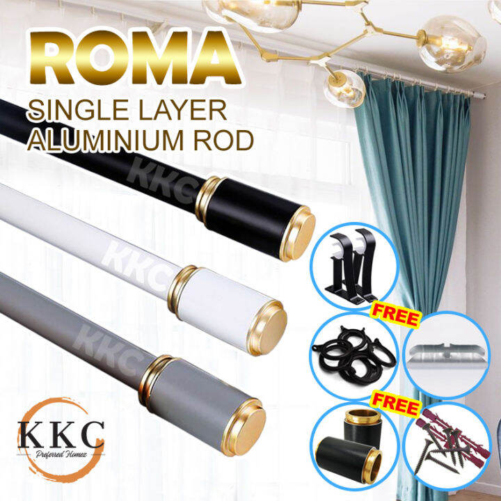 KKC ROMA SINGLE LAYER Aluminium Curtain Rod/ Kayu Langsir Aluminium