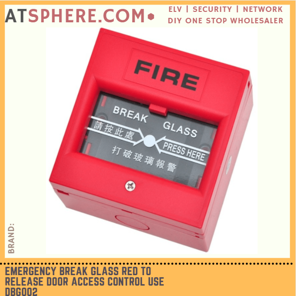 Emergency Break Glass Fire Red to Release Door Access Control use DBG002 Lazada