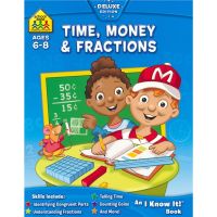 School zone time, money &amp; fractions I know it book math special exercise math teaching assistant English version Xueba cultivation series English original imported 6-8 years old