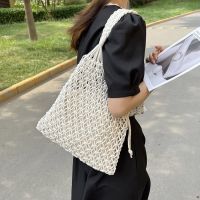 New Hollow Out Shoulder Bags Fashion Cotton Rope Fishing Net Bag Womens Knitting Handbag Summer Beach Totes Cross Body Shoulder Bags