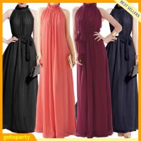 COD SDFGERTYTRRT Gotoparty Evening Party Solid Color Ruffled Collar Women Sleeveless Maxi Dress with Belt