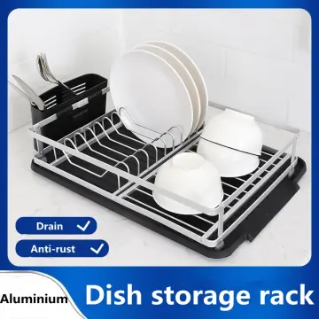 Aluminum Compact Rustproof Dish Drainer Dish Drying Rack with Drainboard Gold  Racks - China Holder Removable Drainer Tray Rack and Aluminum Dish Rack  with Cutlery price