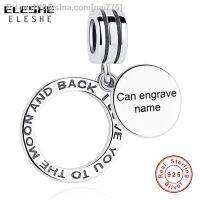 ELESHE Custom Charm Engrave Name 925 Sterling Sliver Charm Bead Fit Original Charm Bracelet DIY Personalized Jewelry