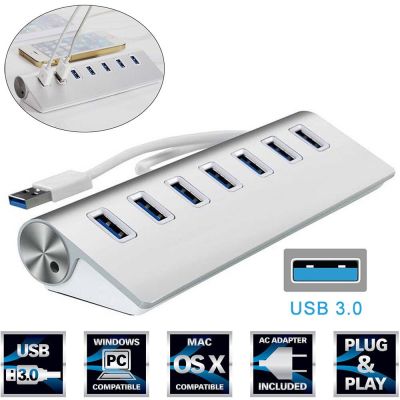 7พอร์ตอะลูมิเนียม USB ฮับ3.0 5Gbps อะแดปเตอร์ความเร็วสูงสำหรับพีซี Laptop เเมคใหม่ Feona