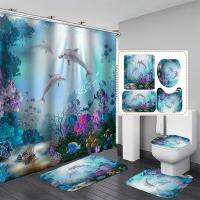 &amp;gt;Ocean Design Dolphin Bathroom Floor Mat Waterproof Shower Curtain Rug Toilet Seat Mat Non-slip Comfortable Batshroom Mat Decor. 【hot】